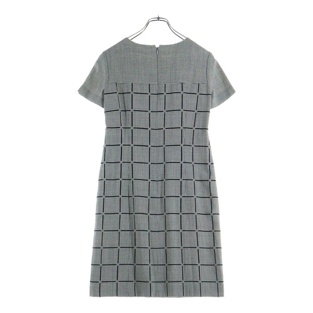 COURREGES (クレージュ) 半袖チェックワンピース ブラック×ホワイト
