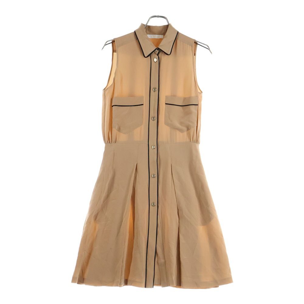 Chloe クロエ シルクロングノースリーブワンピース ベージュ 12SRO24-12S004