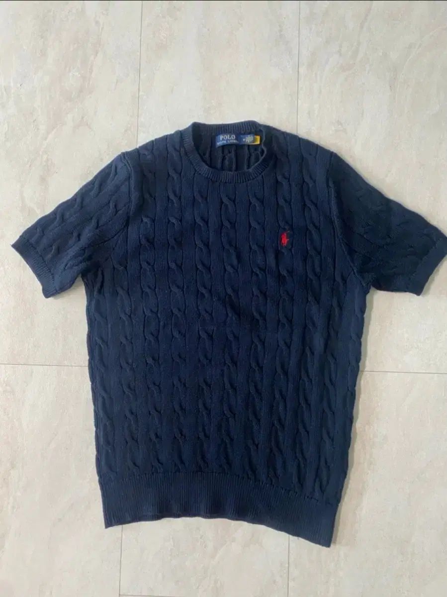 ポロラルフローレン ケーブルニット 半袖 ネイビー