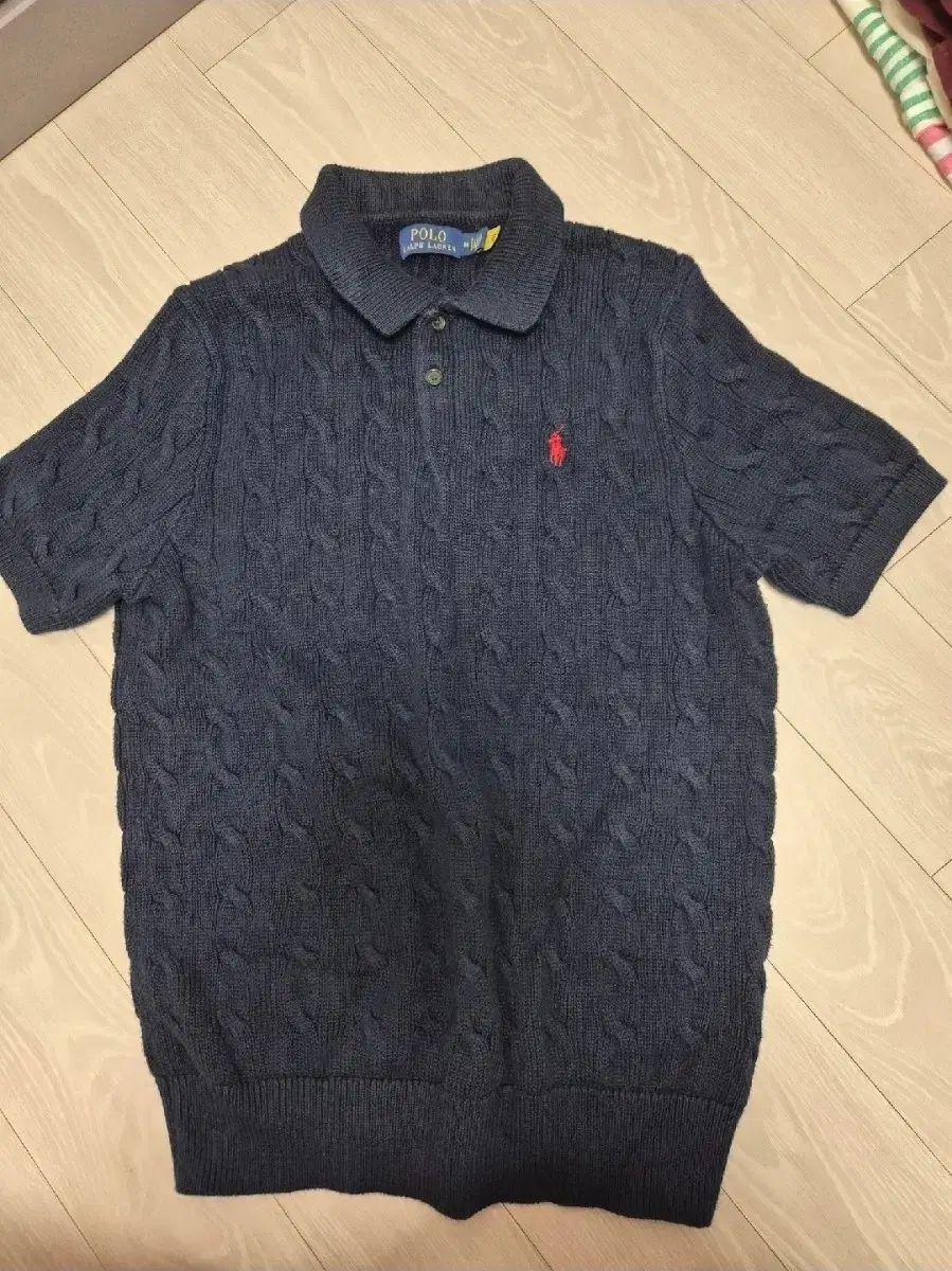 ポロラルフローレン ケーブルニット 半袖 ネイビー