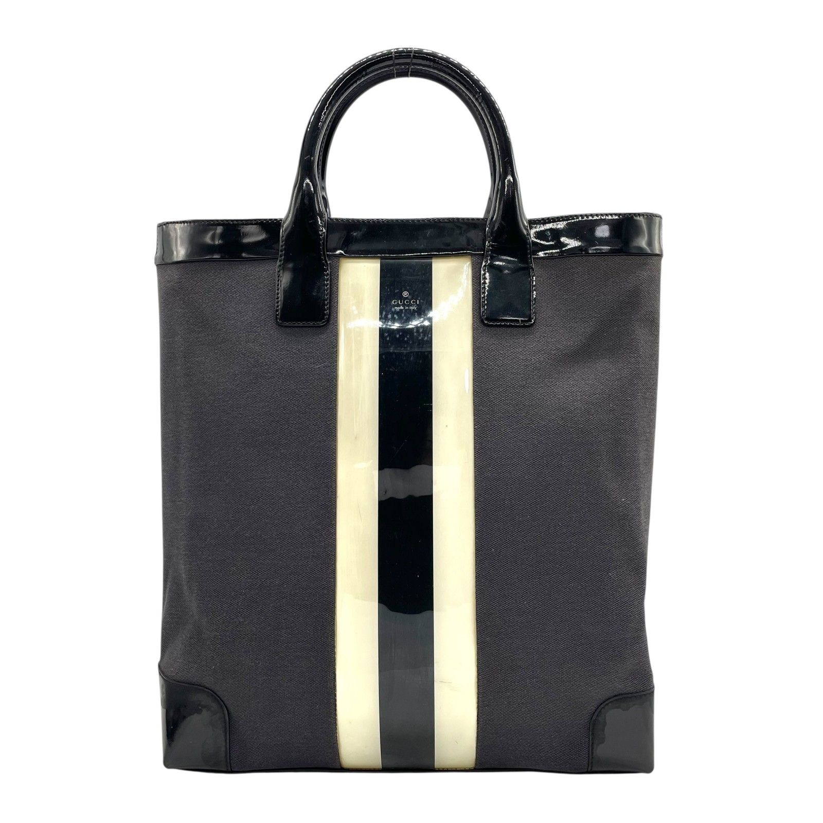 GUCCI トートバッグ ハンドバッグ ブラック ストライプ 【公式通販】