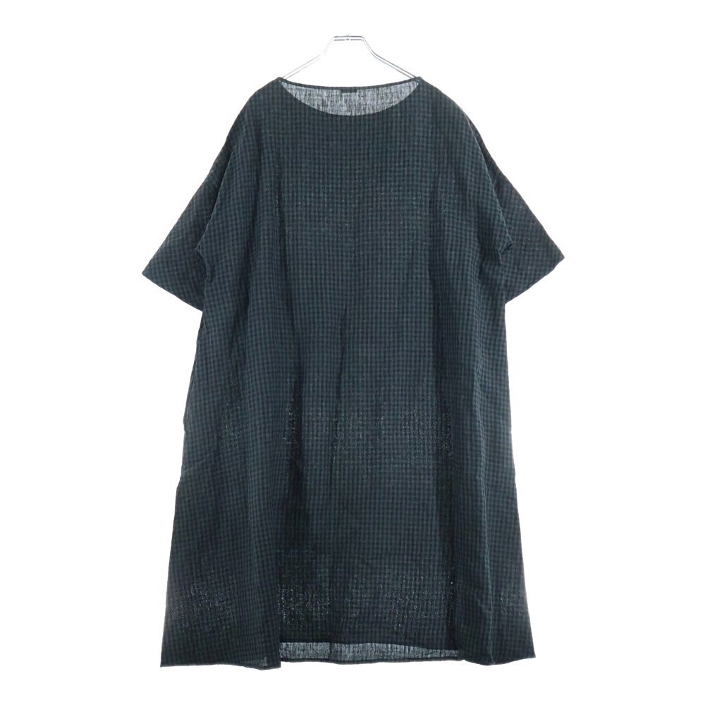 APUNTO B アプントビー ギンガムチェック ショートスリーブ リネンワンピース ドレス レディース ブラック P 458 TS 276