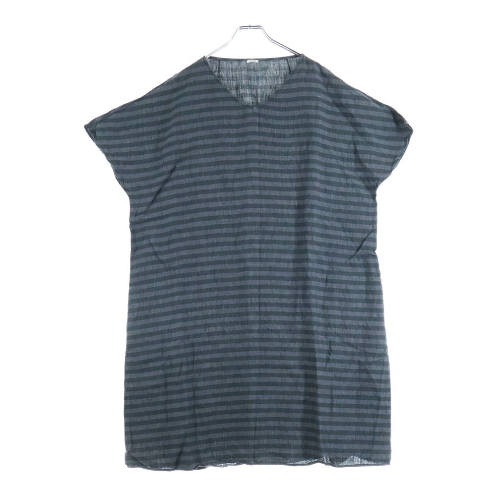 APUNTO B アプントビー ボーダー柄 ショートスリーブ ワンピース ドレス レディース ブラック グレー IT 155