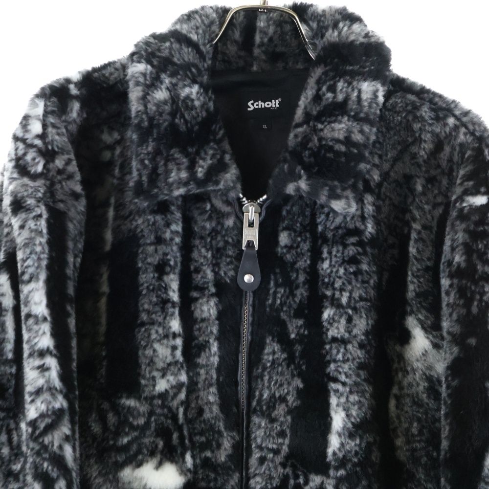 SCHOTT ショット ウルフ柄 ジップアップ ファー ジャケット ブラック 782-4252013 KANDAIZUMI_COM