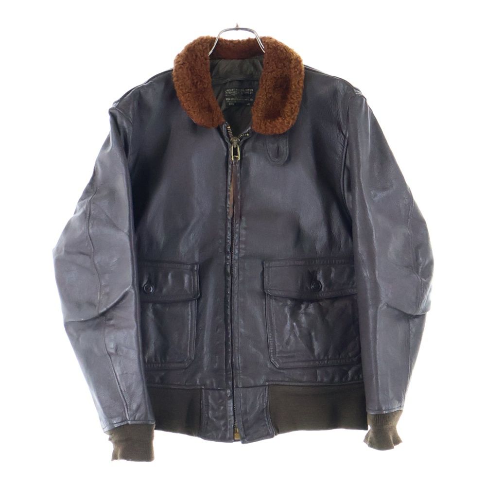 US.NAVY ユーエスネイビー 70S G-1 レザー フライトジャケット ブラウン MIL-J-7823D WP