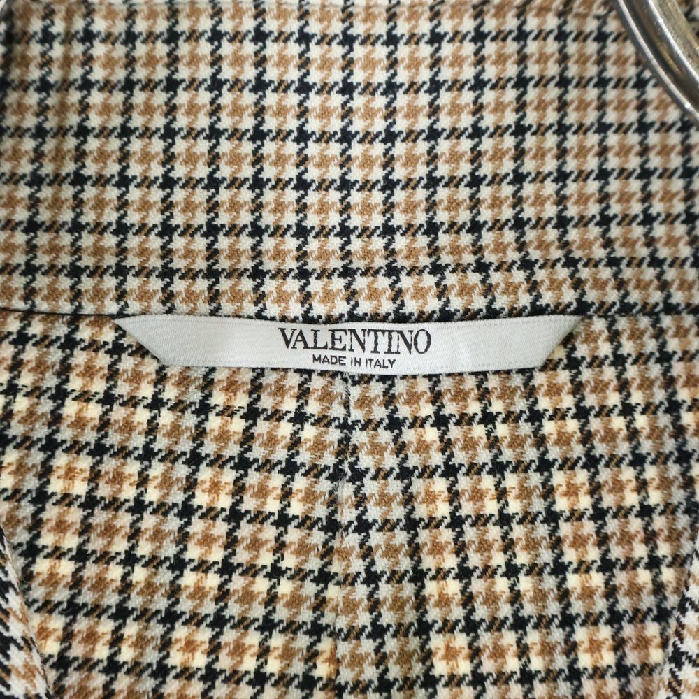 VALENTINO ヴァレンティノ チェック総柄 ウール ロングコート ホワイト ブラウン KANDAIZUMI_COM
