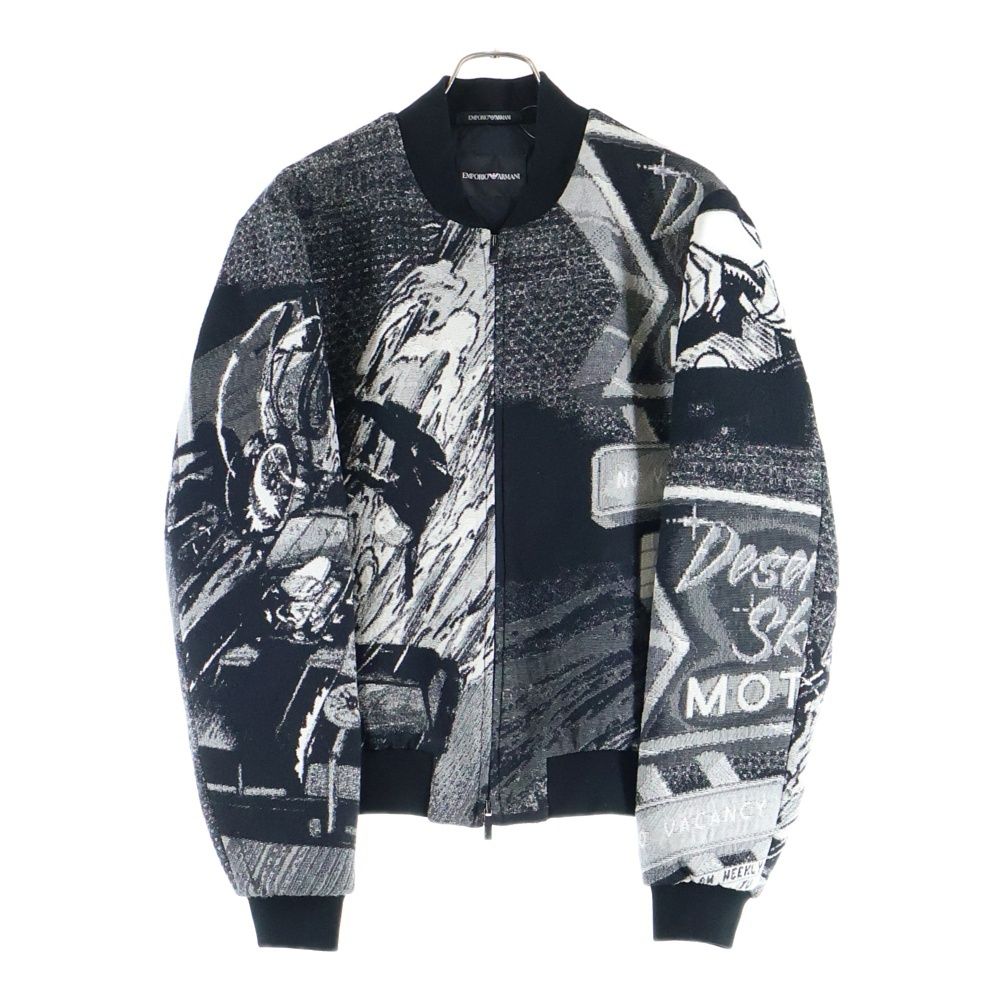 EMPORIO ARMANI エンポリオアルマーニ 総柄 ジップアップ ブルゾンジャケット ブラック I1R310 I1019