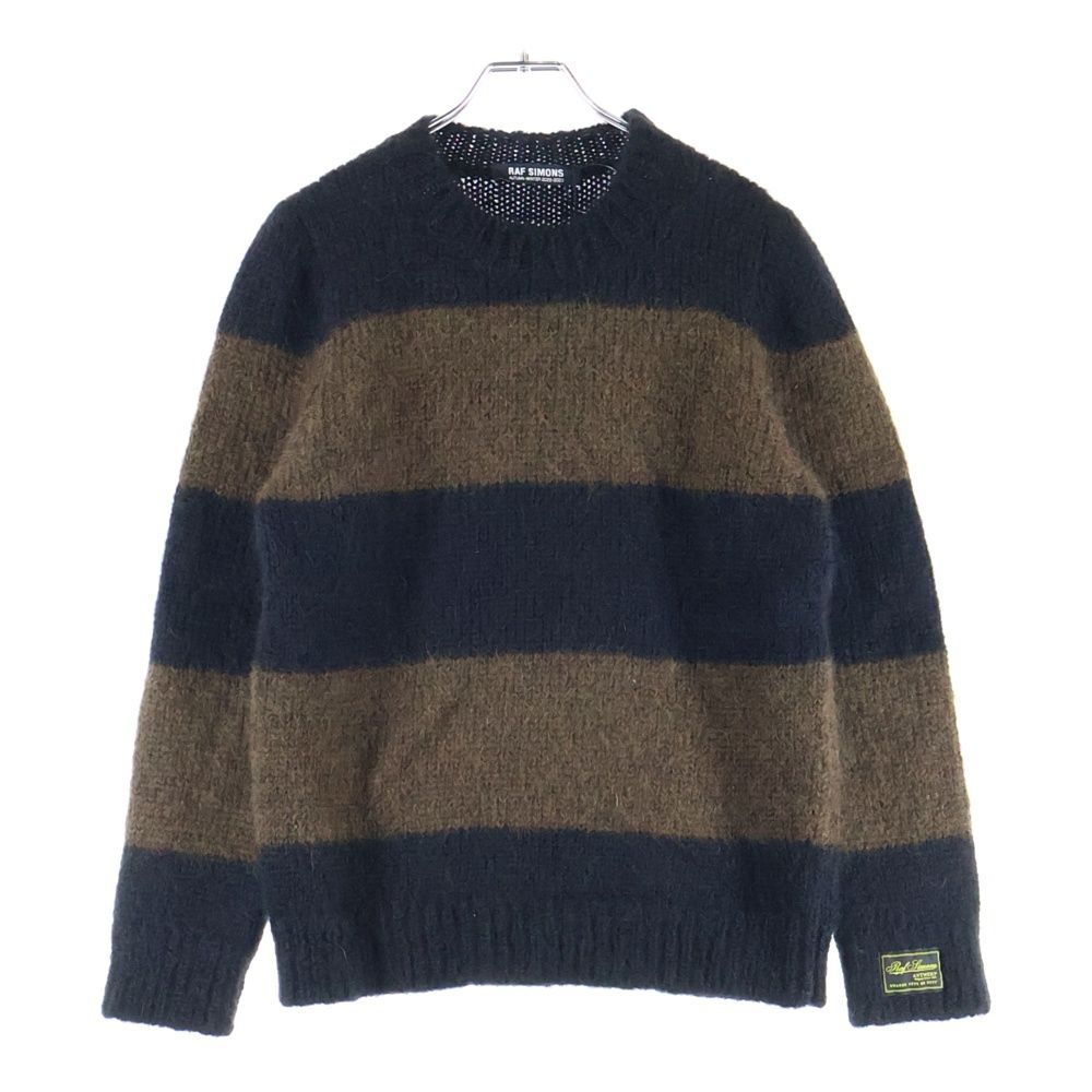 RAF SIMONS ラフシモンズ 22AW モヘア混 ボーダーウールニットセーター ブラック ブラウン