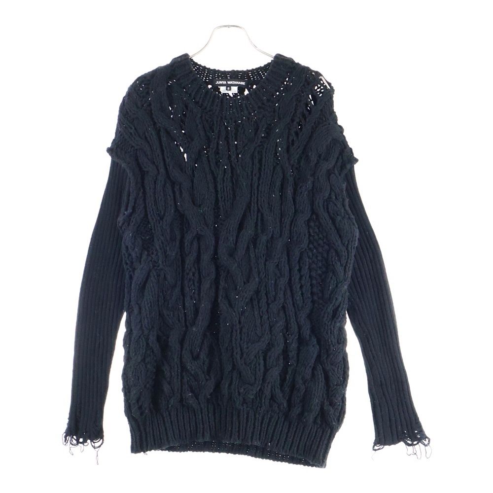 JUNYA WATANABE COMME des GARCONS ジュンヤワタナベ コムデギャルソン 23AW Crush Design Sweater JL-N022 クラッシュデザインニットセーター ブラック レディース