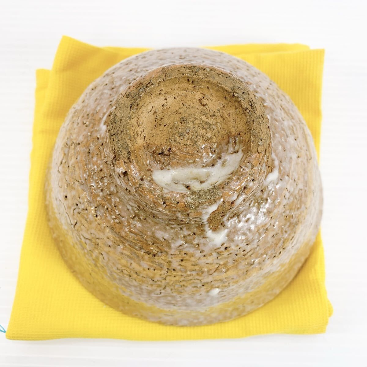 李朝 ひび焼 堅手茶碗 箱付 直径11.5㎝ タルチ 東な6-1228☆2F 李朝 堅