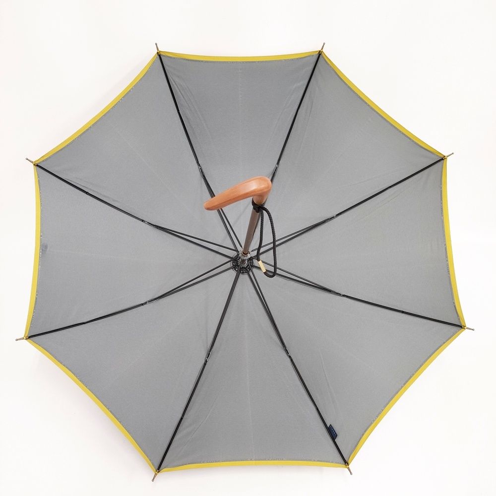 イイダ傘店 晴雨兼用 65cm 長傘 無地 傘 グレー イエロー レディース イイダ傘店 5-1021G