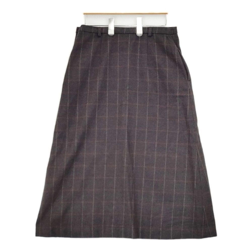 gasa ウール チェック ロングスカート グレー レッド レディース ガサ 5-1021T