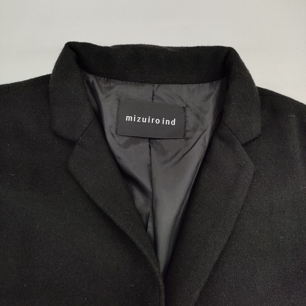 mizuiro-ind テーラードウールコート ドロップショルダー ワイドシルエット ウール混 コート ブラック レディース ミズイロインド 5-1021T GULLKHAN_COM