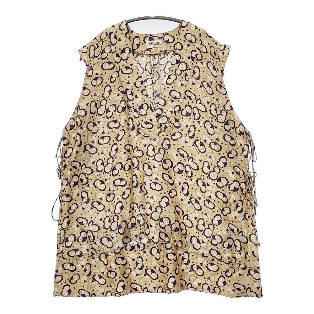 BUNON BN9006 シルク フラワーエンブロイダリーVネックベスト 定価35200円 ブラウス シャツ ベージュ ネイビー レディース ブノン 5-1021S