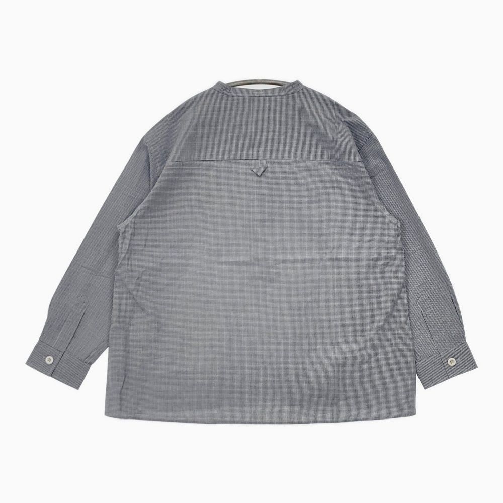 MHL. TINY GINGHAM COTTON 定価22000円 595-5153507 プルオーバー 長袖シャツ 24 AW ネイビー ホワイト レディース エムエイチエル 5-1021 M
