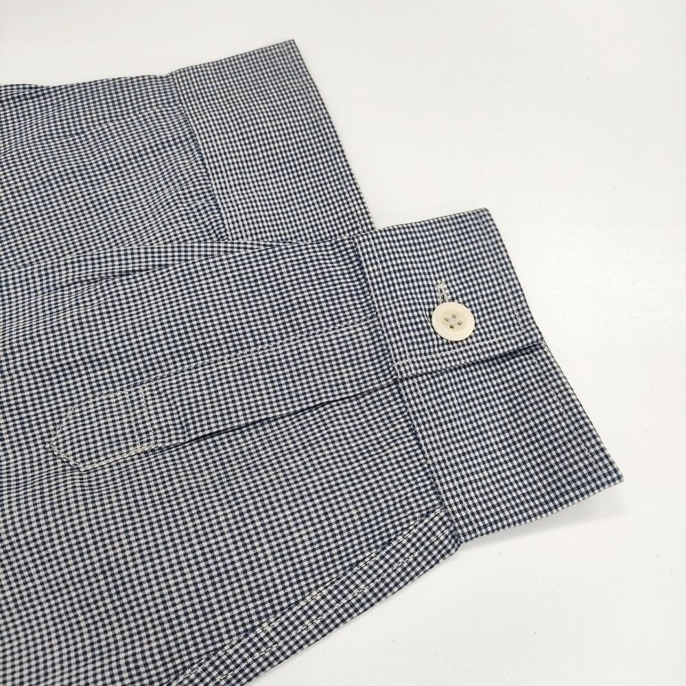  MHL. TINY GINGHAM COTTON 定価22000円 595-5153507 プルオーバー 長袖シャツ 24 AW ネイビー ホワイト レディース エムエイチエル 5-1021 M 長袖 シャツ ブラウス