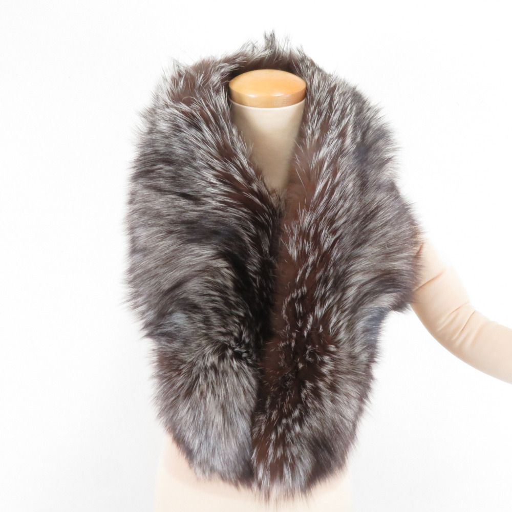 ショール SAGAFOX サガフォックス レディース ダークブラウン 長さ105cm 幅13cm 成人式 晴れ着 振袖 防寒 長さ105cm