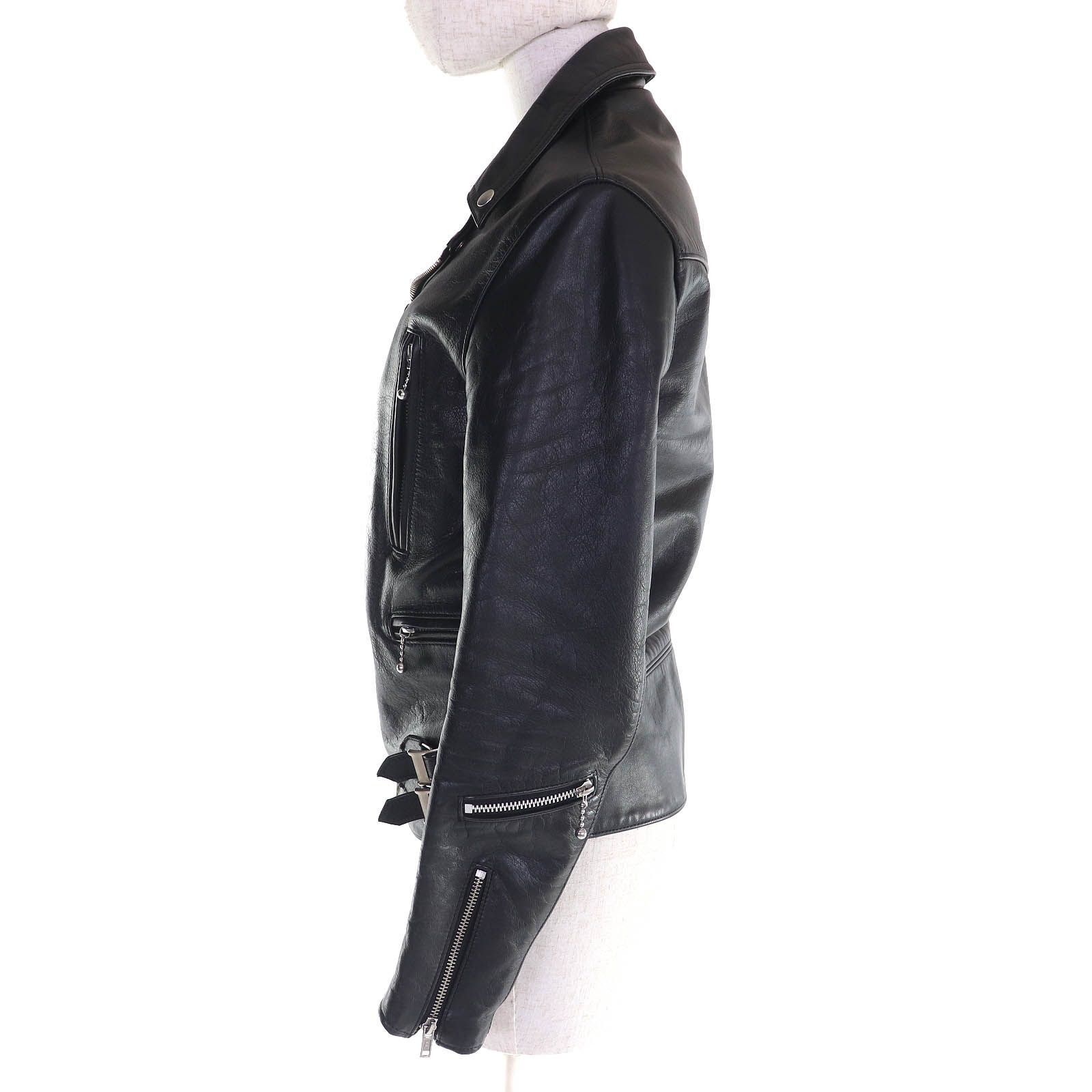 666 Leather wear トリプルシックスレザー LJM-1TF ステアハイド タイトフィット サイドベルト ライダースジャケット ブラック 32 レディース