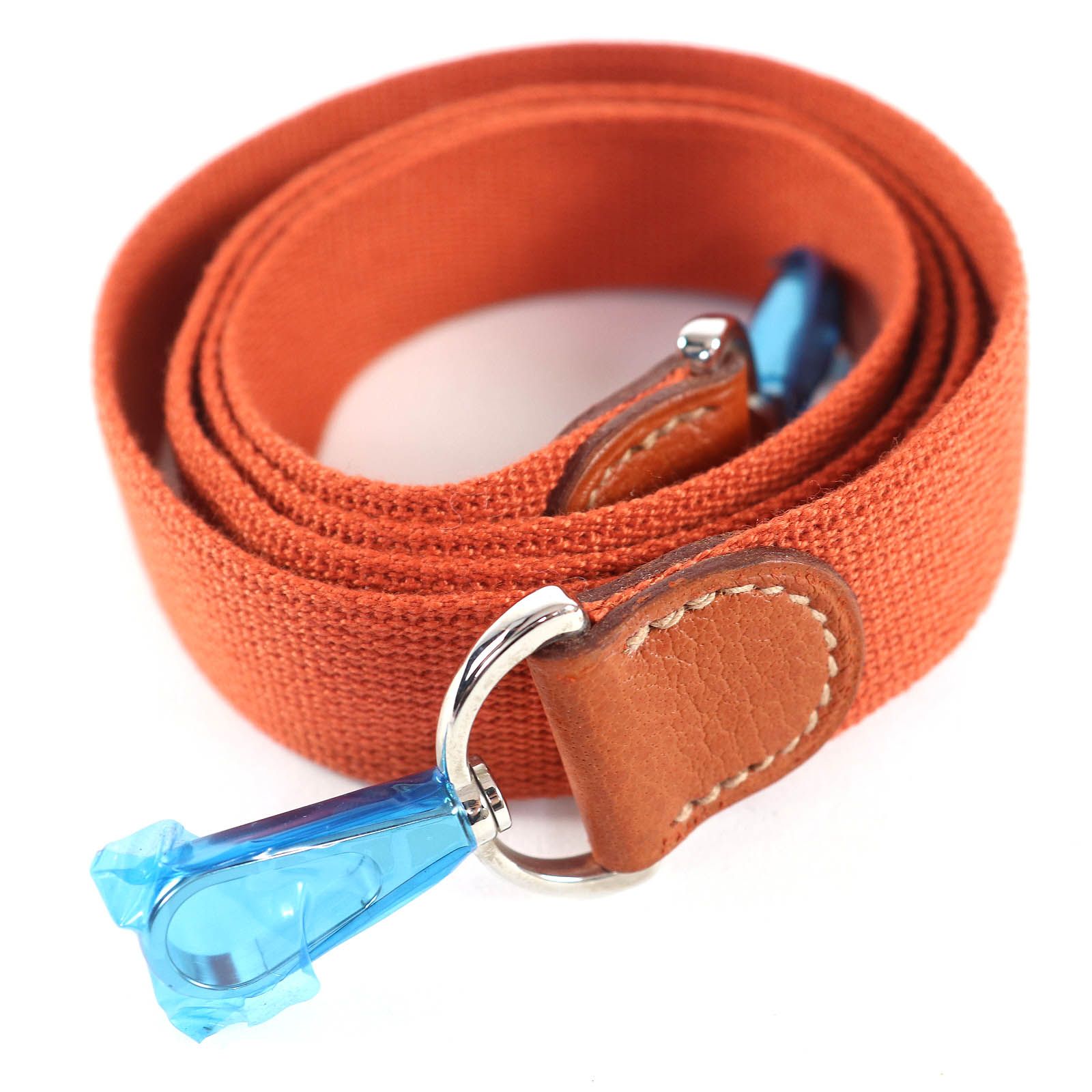 HERMES エルメス シルバー金具 レザー使い ガーデンパーティTPM用 キャンバス ショルダーストラップ オレンジ フランス製 レディース