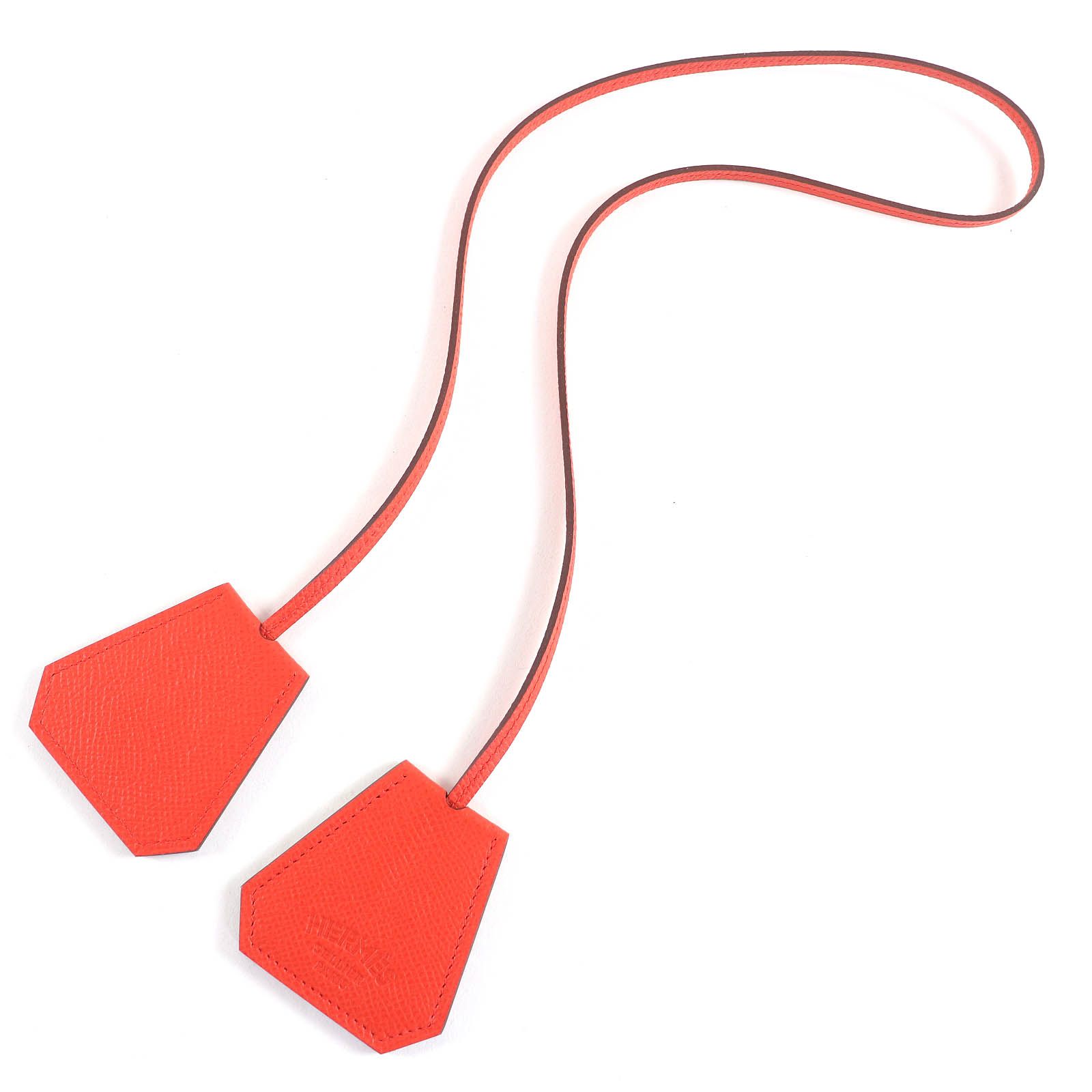 HERMES エルメス ハットクリップ カピュシーヌ ヴォーエプソン クロシェット レッドオレンジ系 き レディース