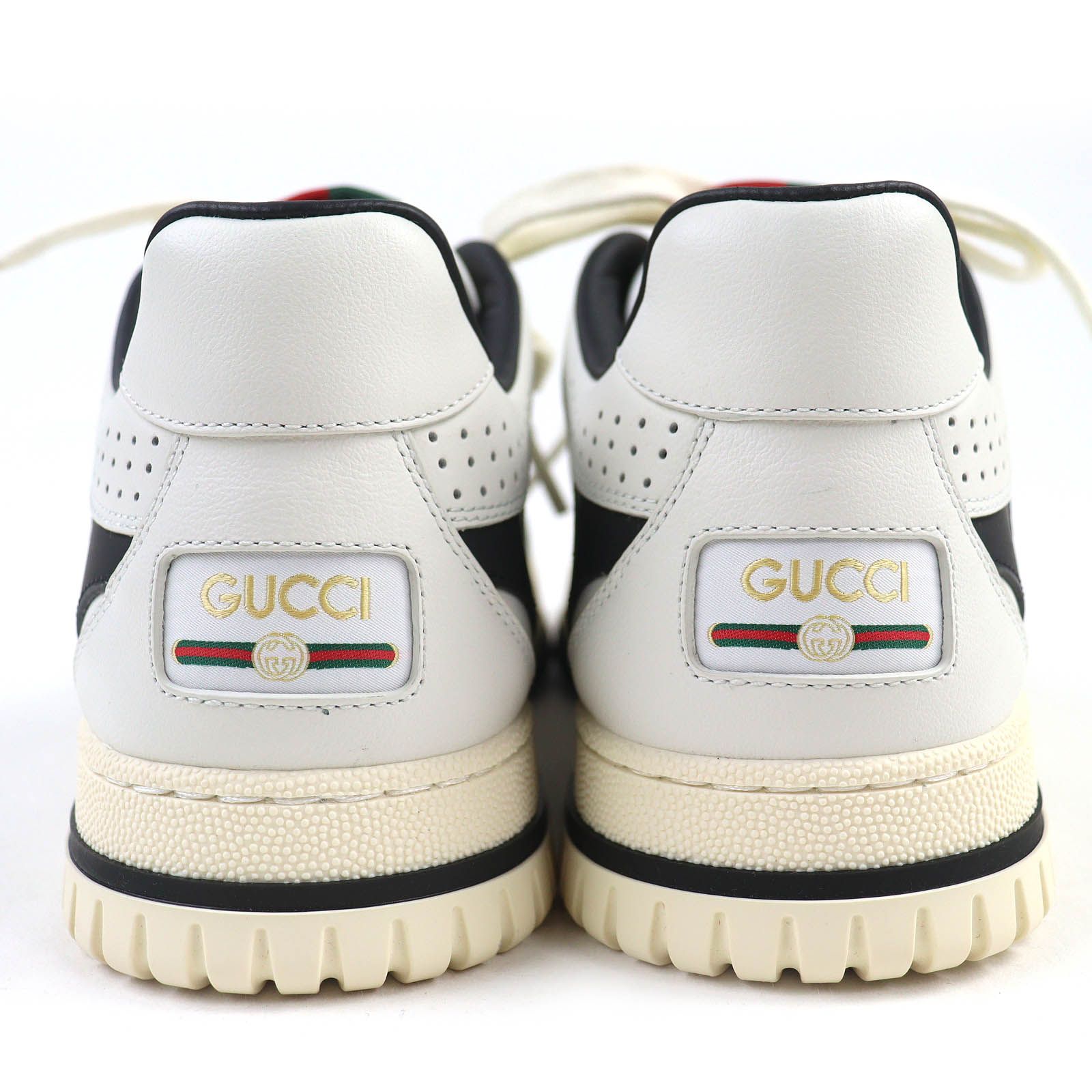  GUCCI グッチ 807059 リウェブ ロゴ レザー ローカットスニーカー ライトグレー ブラック ホワイト 37 箱 保存袋付き イタリア製 レディース スニーカー 靴