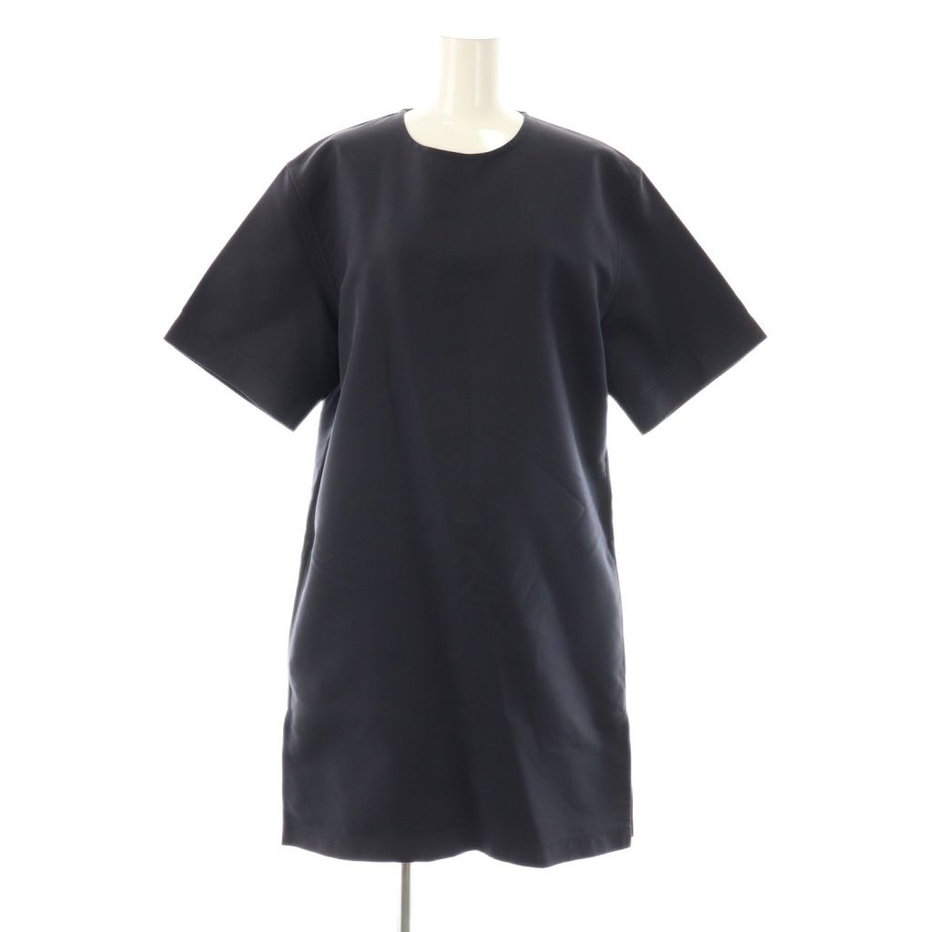 セリーヌ CELINE フィービー期 2 6R32 2614 バックポケットステッチワンピース 半袖 膝丈 38 濃紺 NR OS