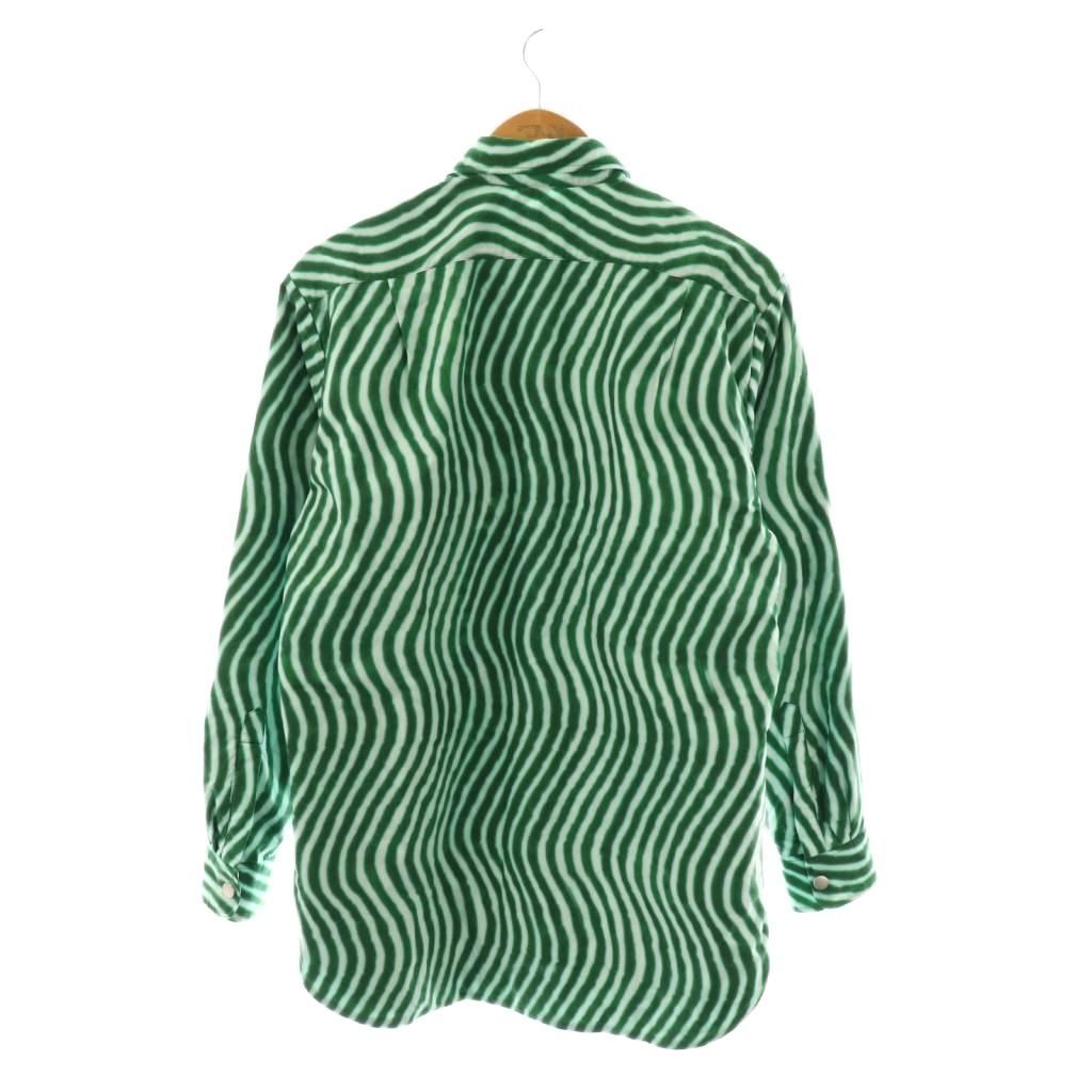 ドリスヴァンノッテン DRIES VAN NOTEN Len Lye 総柄シャツ ブラウス 長袖 前開き スナップボタン コットン S 緑 NR OS