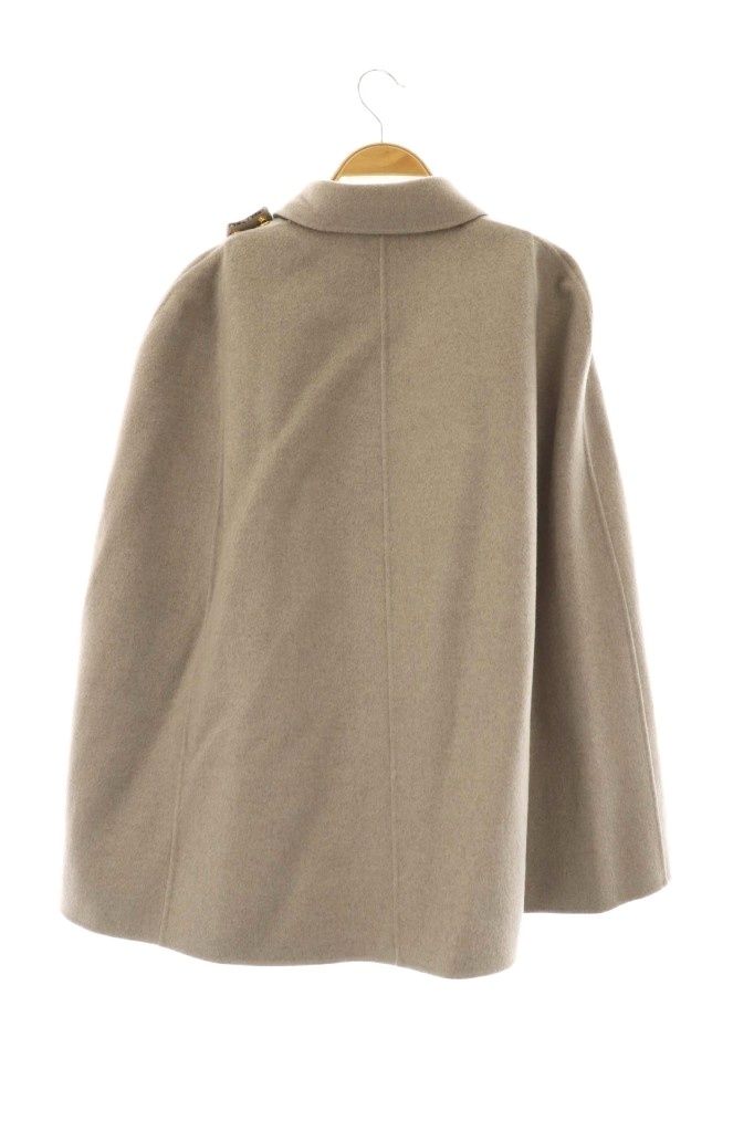 ドゥロワー Drawer リバーシブルソリッド チェックポンチョ ジャケット アウター ウール カシミヤ混 36 グレージュ 黒 NR OS GULLKHAN_COM