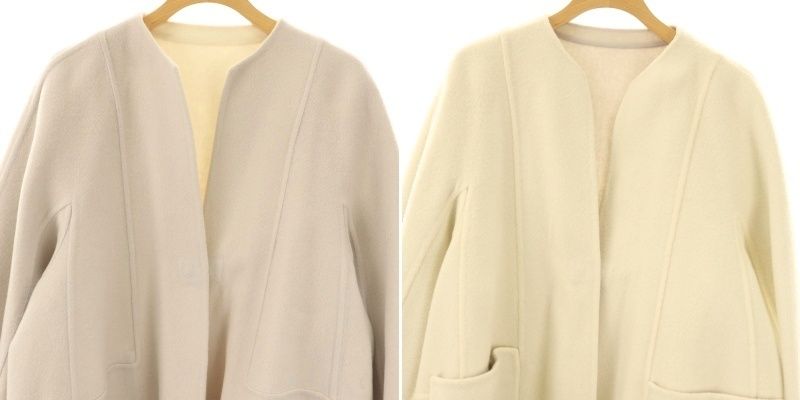 ドゥロワー Drawer リバーシブル ウールカシミヤリバーノー コート アウター 34 ライトグレー アイボリー NR OS GULLKHAN_COM