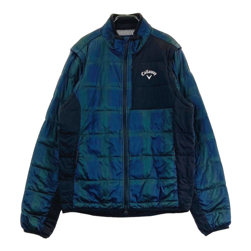 サイズ L CALLAWAY キャロウェイ 2WAY中綿ジップジャケット チェック柄 ネイビー系 240101410347 ゴルフウェア メンズ ストスト