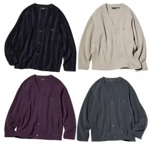 ユニクロ x ニードルズ フリース オーバーサイズ カーディガン ブラック L サイズ