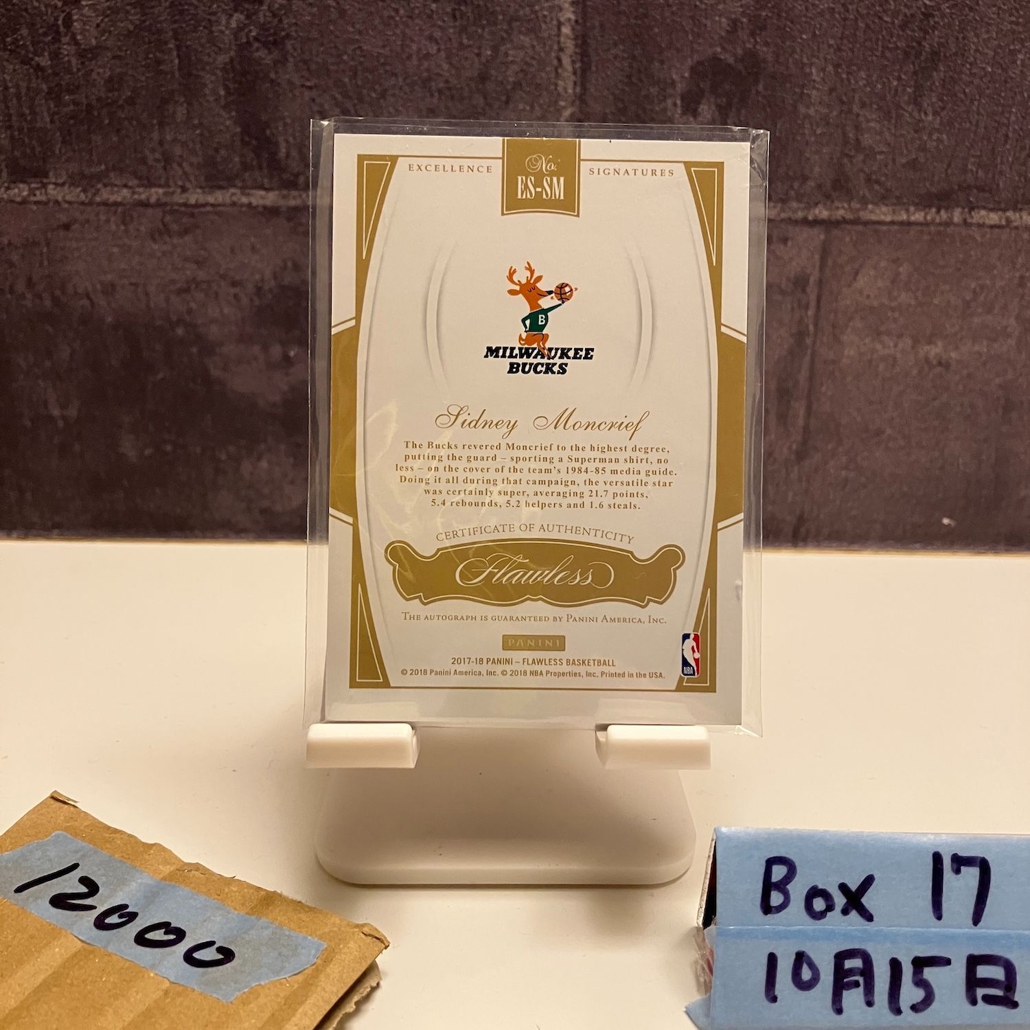 2017-18 Panini Flawless Sidney Moncrief 09 15 直筆サインカード Milwaukee Bucks カード