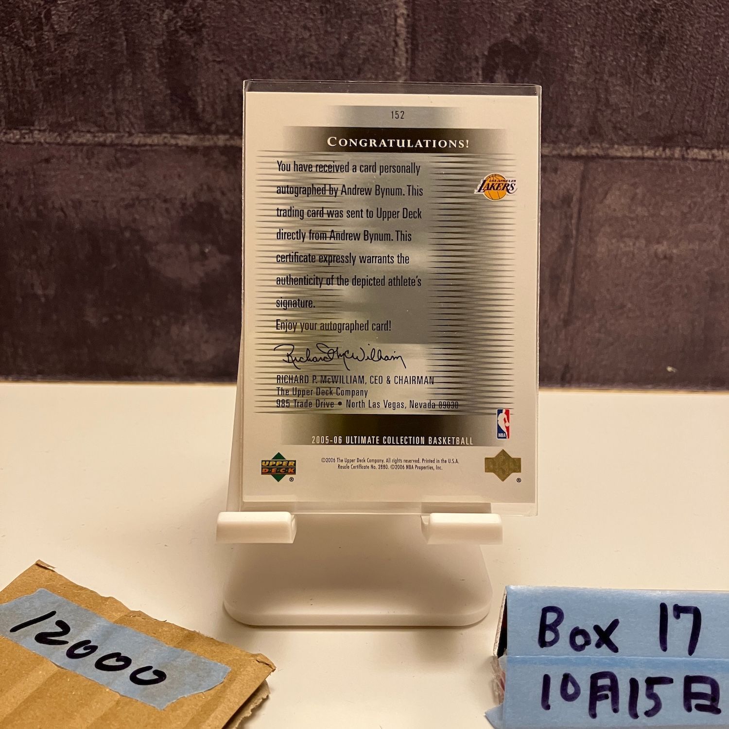 2005-06 Upper Deck Ultimate Rookie Andrew Bynum 226 250 直筆サインカード Los Angeles Lakers カード