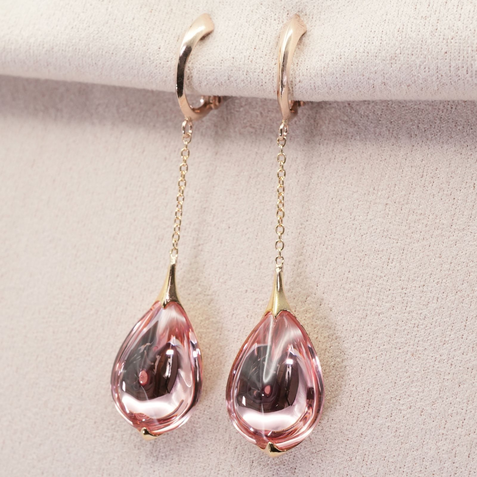 バカラ クリスタル 桜 ドロップ チェーン イヤリング 25-2000S