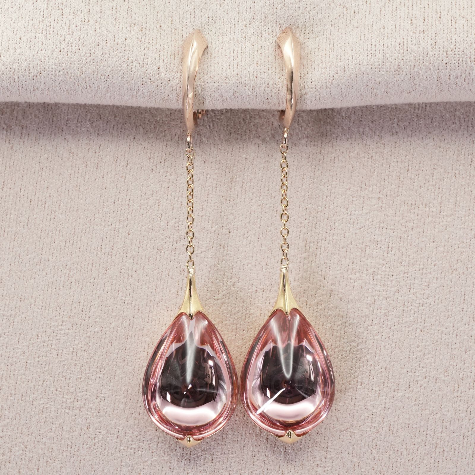 バカラ クリスタル 桜 ドロップ チェーン イヤリング 25-2000S