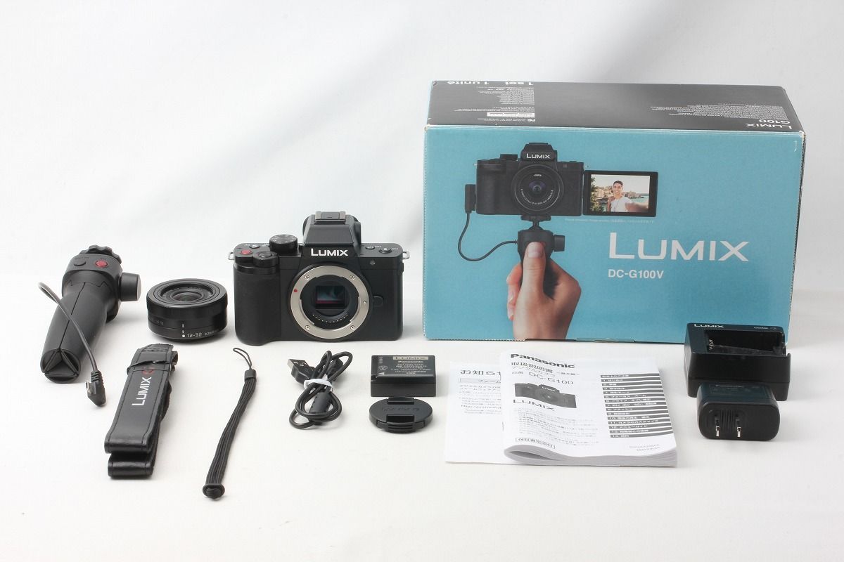 パナソニック Panasonic LUMIX DC-G100V 標準ズームレンズキット トライポッドグリップ付き 完備 元箱 48825
