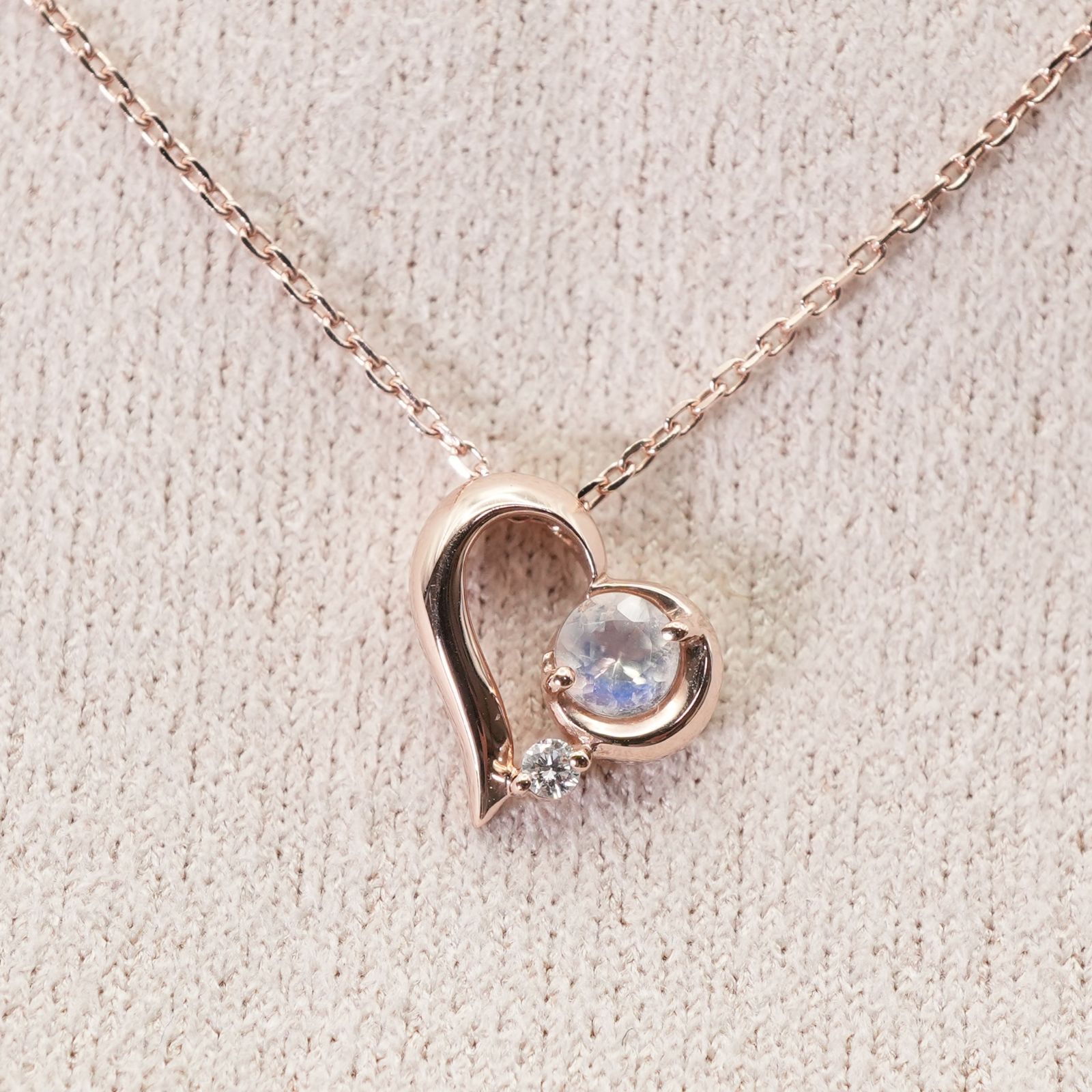 スタージュエリー K10 ムーンストーン ハート ネックレス 25-1710S