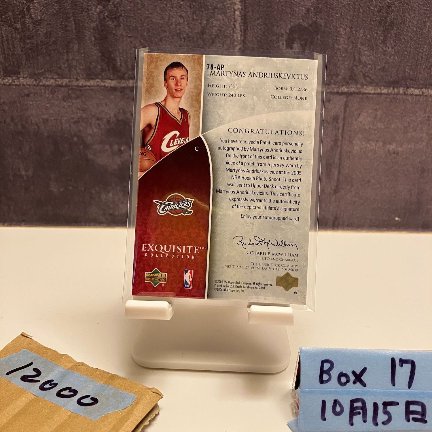 2006 Upper Deck Exquisite Collection Martynas Andriuskevicius 221 225 直筆サインカード Cleveland Cavaliers パッチ RC ルーキー Rookie カード