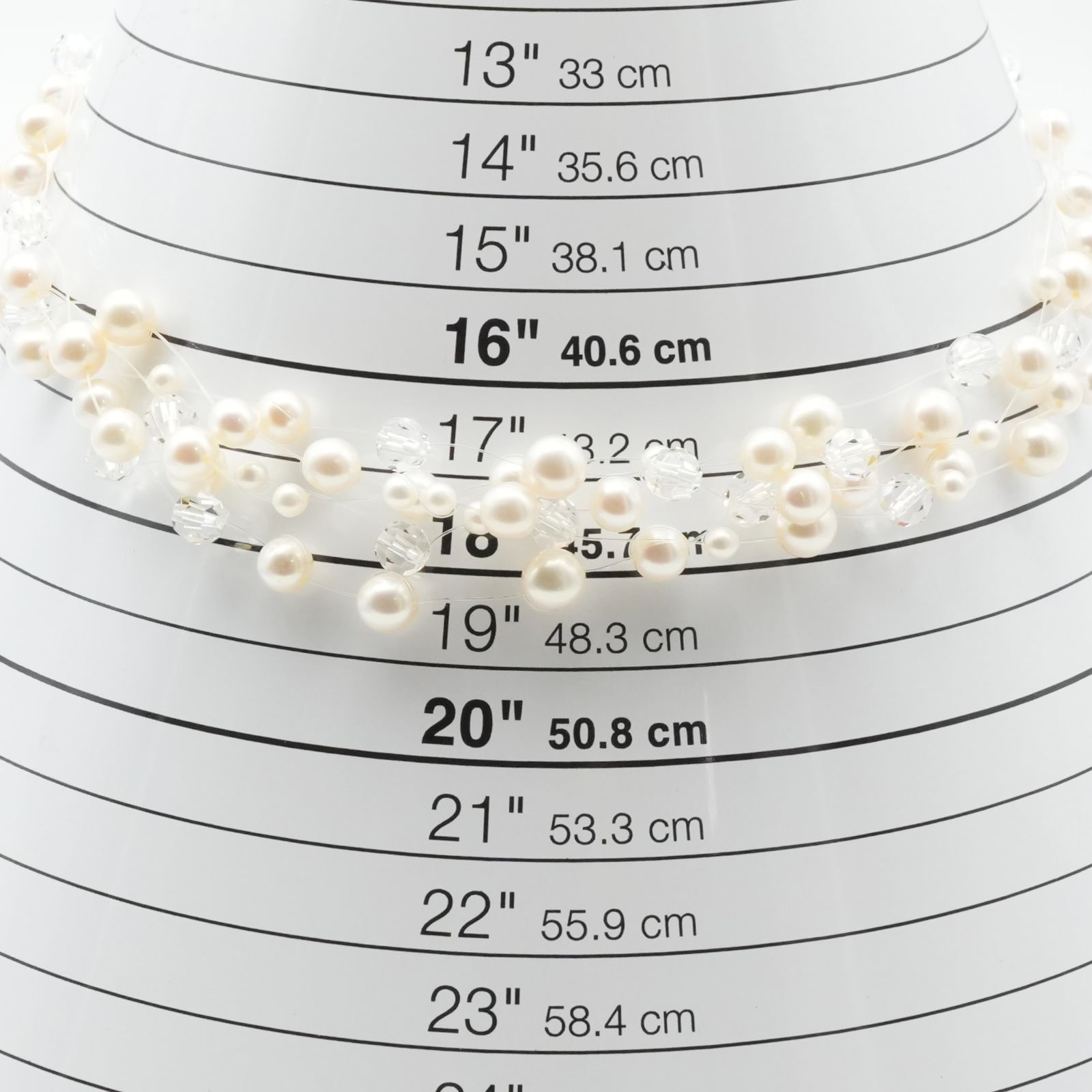 田崎真珠 淡水パール×クリスタル 5連 ヴァリエ ネックレス/25-2019M  