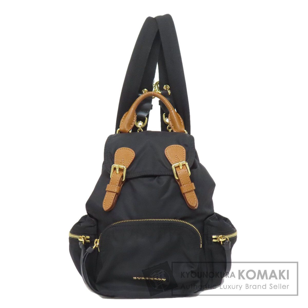 BURBERRY バーバリー ロゴ リュック デイパック ナイロン レザー レディース