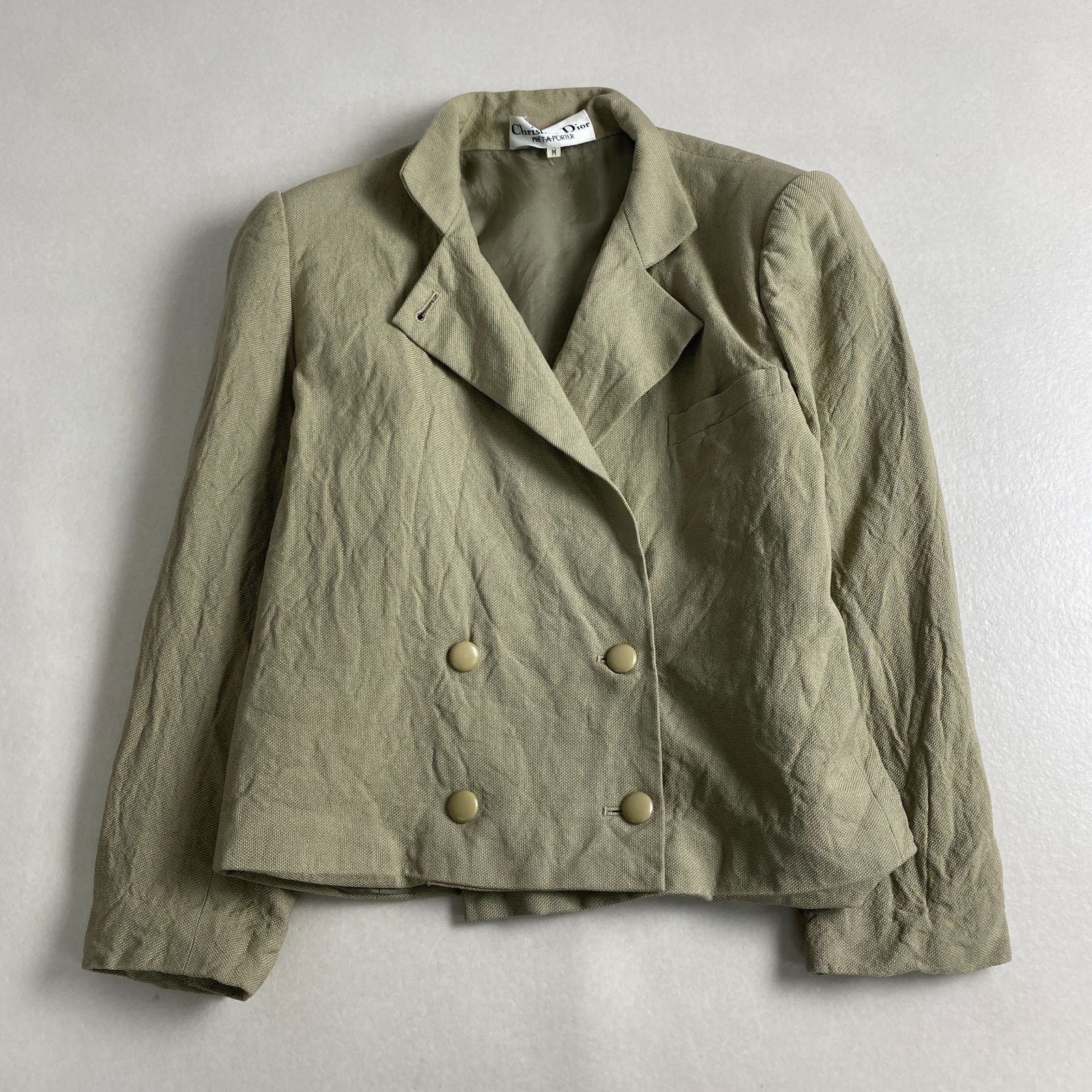 クリスチャンディオール セットアップ ナポレオンジャケット Christian Dior ダブルジャケット フ スカート ベージュ M L相当
