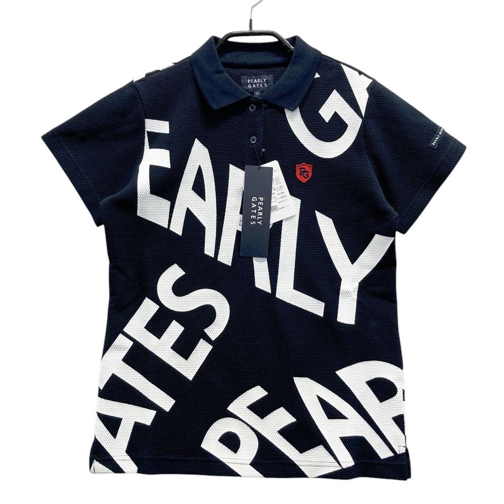 サイズ 0 PEARLY GATES パーリーゲイツ 055-2260710 半袖ポロシャツ ロゴプリント ネイビー系 240101475330 ゴルフウェア レディース ストスト