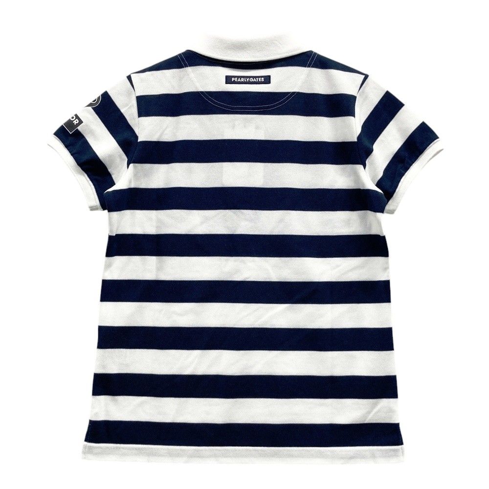 サイズ 0 PEARLY GATES パーリーゲイツ 055-1260656 半袖ポロシャツ ロゴプリント ボーダー柄 ホワイト系 240101475353 ゴルフウェア レディース ストスト