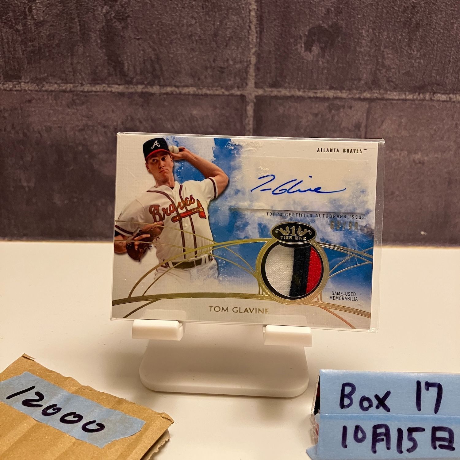 2014 Topps Tier One Tom Glavine 直筆サインカード Atlanta Braves Memorabilia パッチ カード