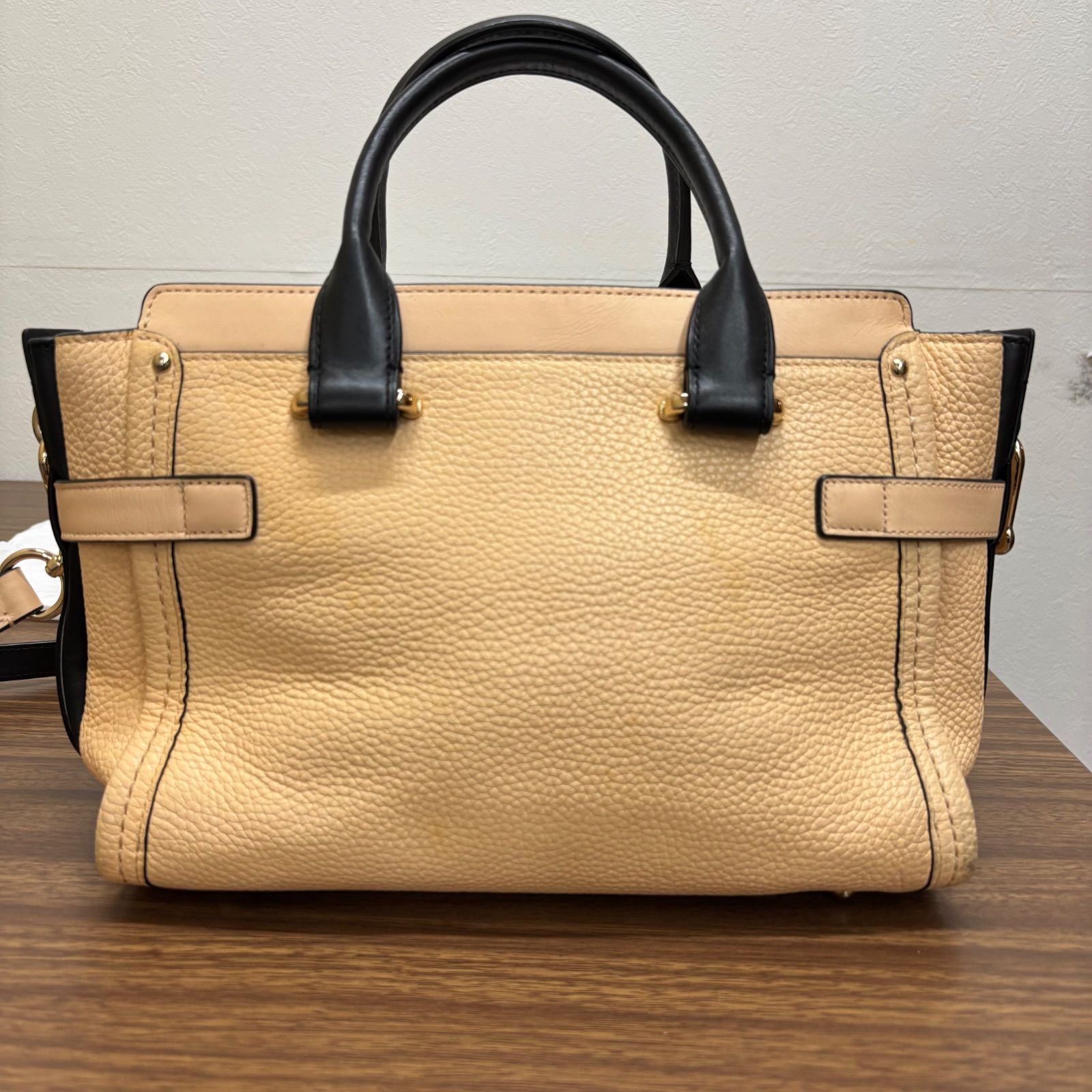美品】COACH コーチ 2WAY ハンドバッグ ショルダーバッグ ベージュ 