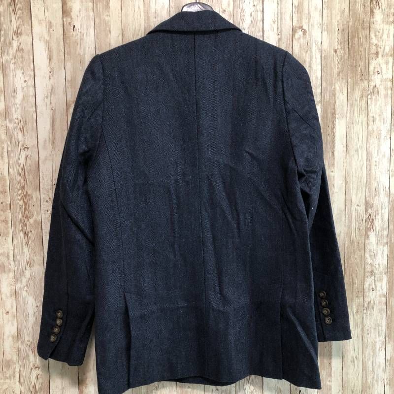 タ Anne Coquine アンコキーヌ ウールミックスツイードダブルブレストジャケット ネイビー S