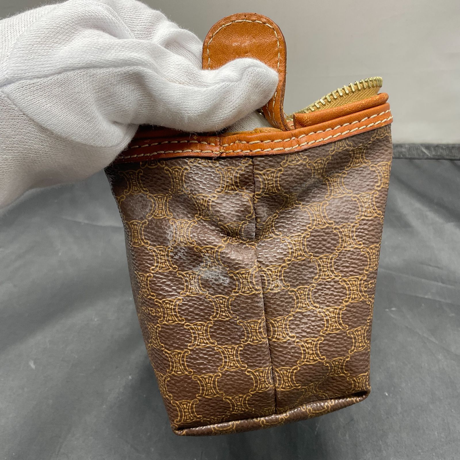 セリーヌ CELINE ポーチ バッグ マカダム柄 キャンバス レザー 