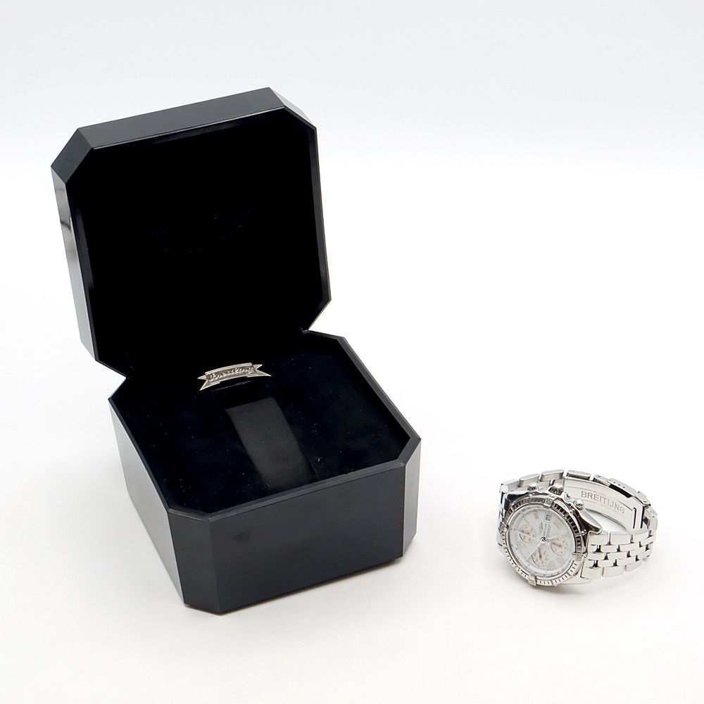 内部点検済 ブライトリング クロスウィンド クロノグラフ A 13355 100 m防水 ローマンインデックス デイト 白 ホワイト SS ステンレス メンズ 自動巻き 6ヶ月保証 腕時計