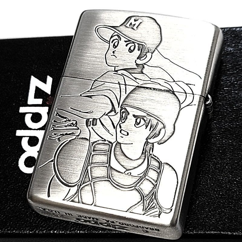 ZIPPO ライター あだち充 画業55周年記念 ジッポ 両面加工 おしゃれ MIX 漫画 キャラクター アニメ 野球 ミックス 彫刻 シルバー 古美加工 かわいい レディース メンズ ギフト プレゼント