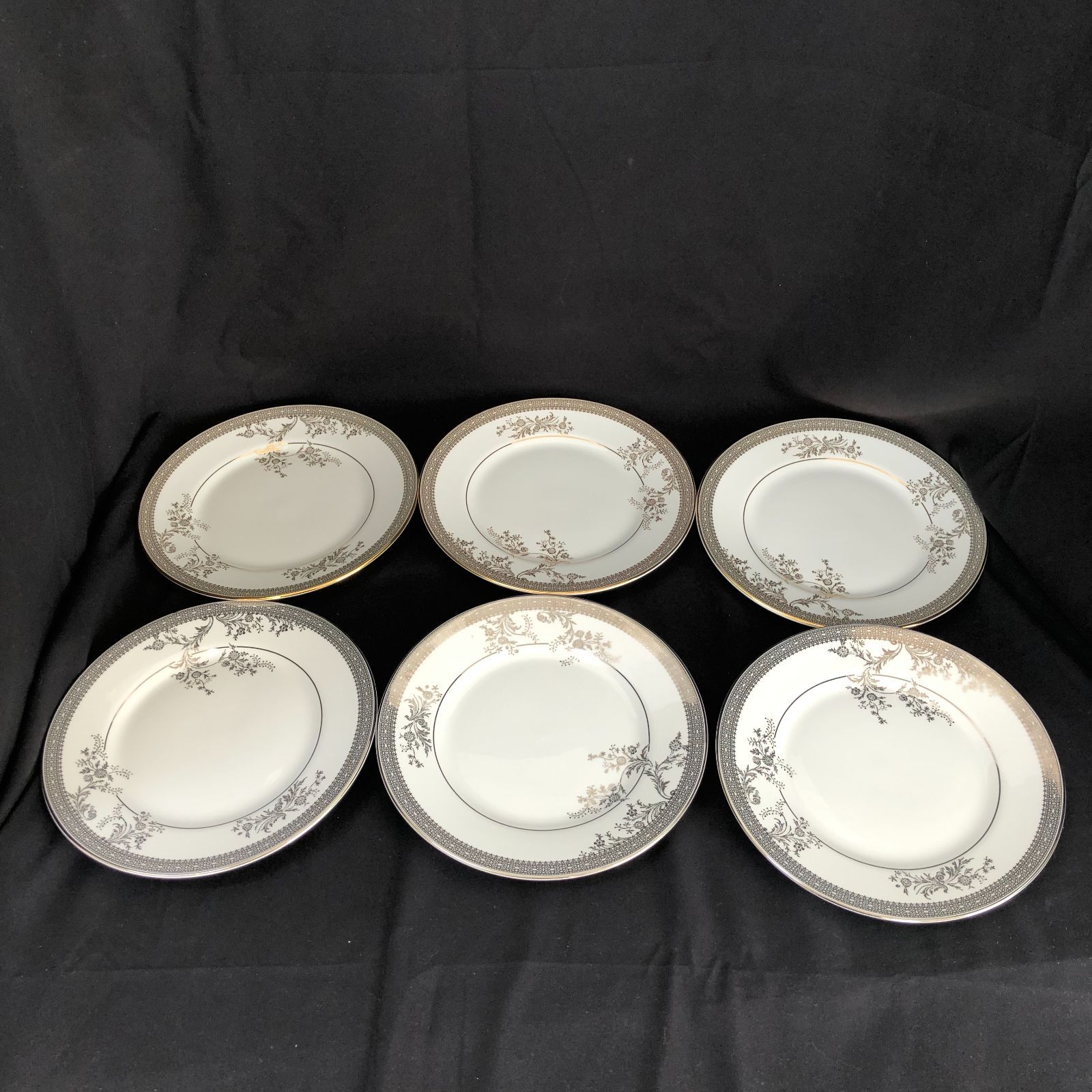 WEDGWOOD ウェッジウッド 皿 ヴェラリーフデザートプレート 草花 金 銀 6枚 NA018